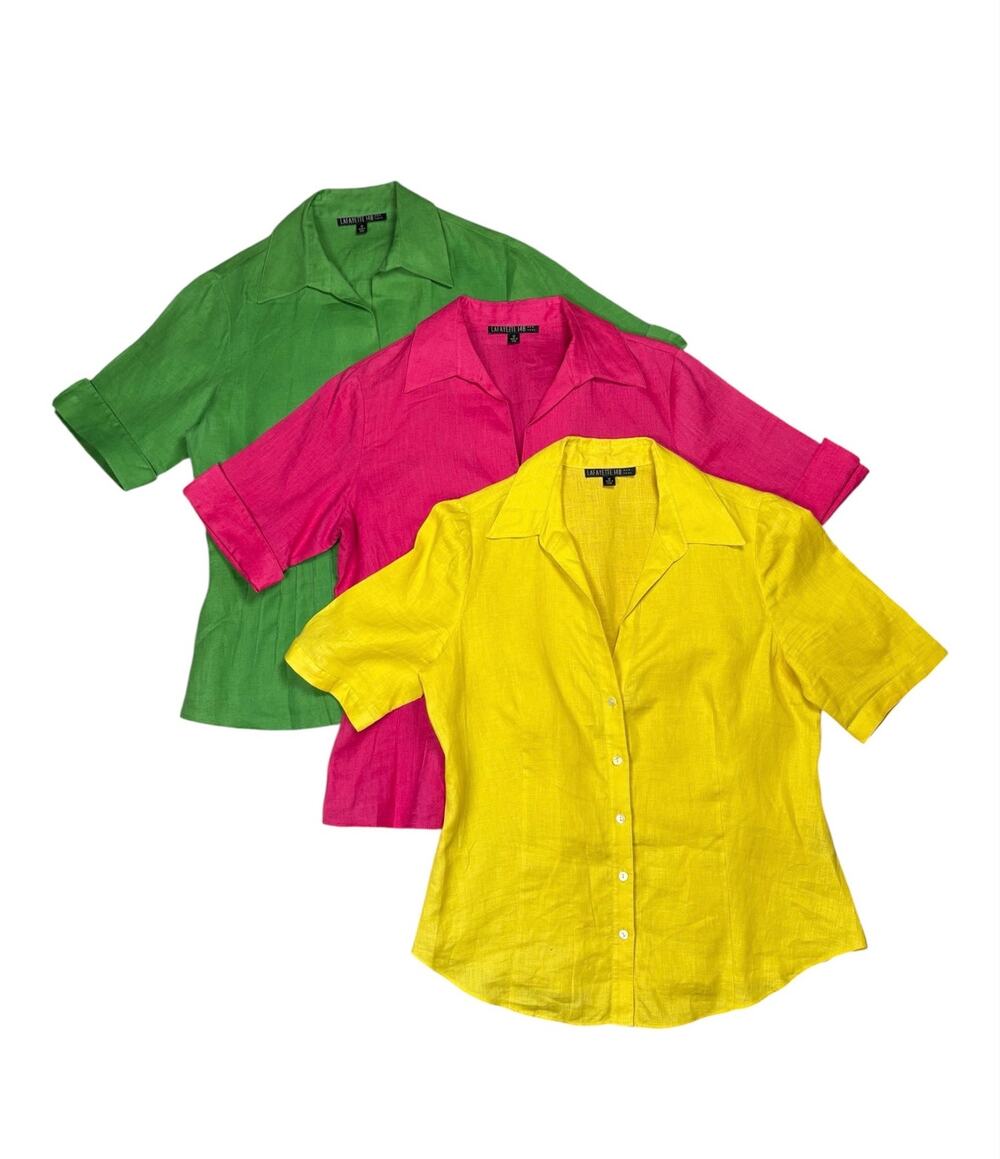 Lafayette 148 NY 100% Linen Button Up Tops Set of 3 Bundle Women's 12 Colorful